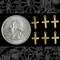 Raw Brass Miniature Christian Cross Charms - Set of Six - B-C93